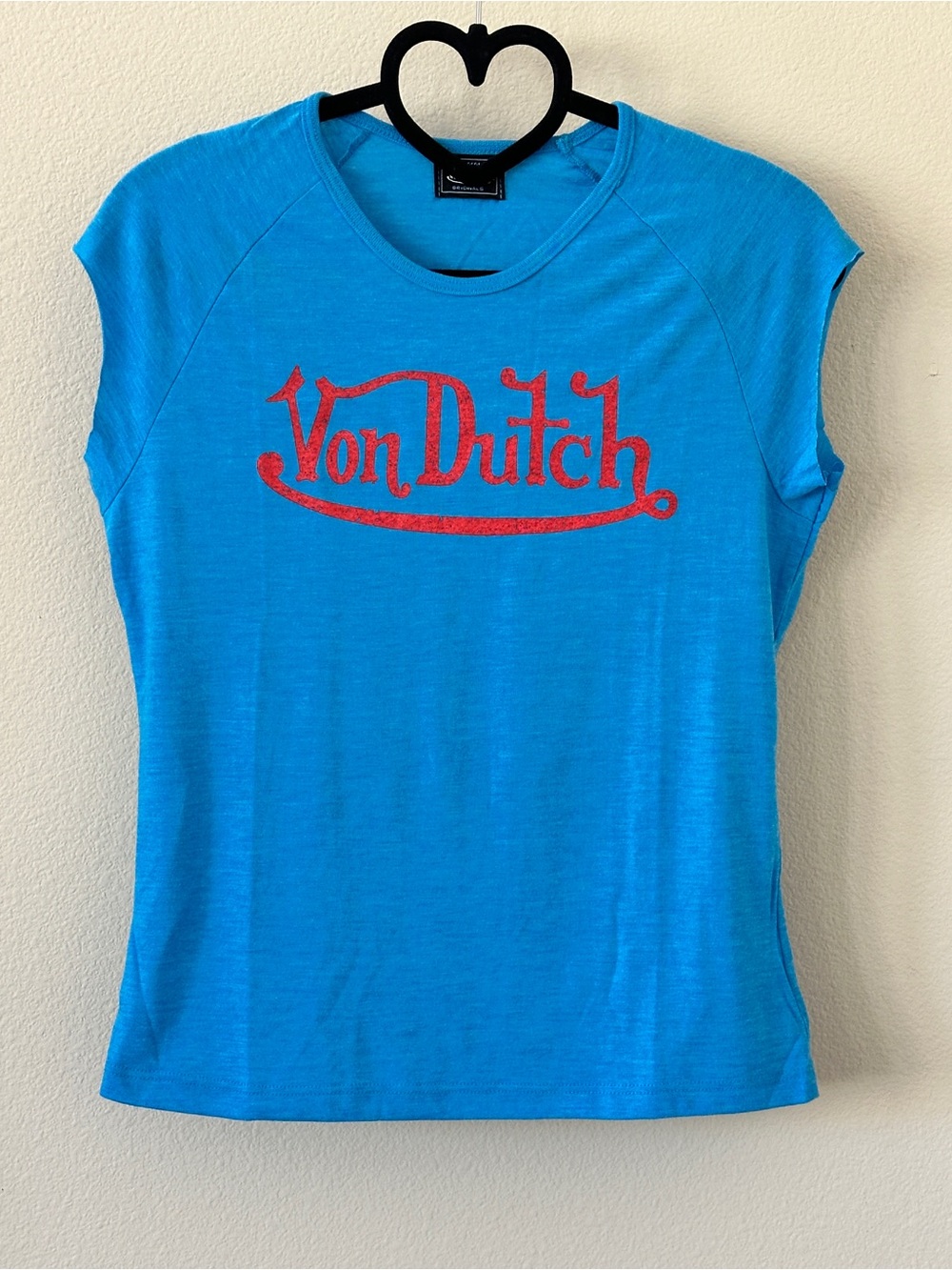 NWOT Von Dutch Blue Red Raglan Graphic Y2K Retro Tee Size Large
